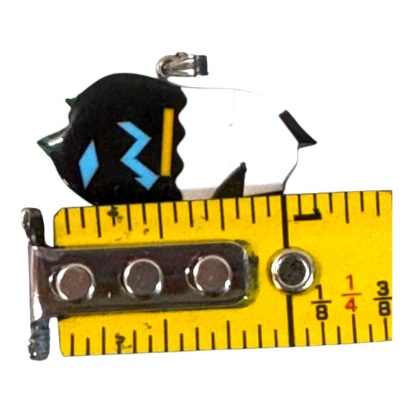 Inlaid Onyx Turquoise Buffalo Pendant Native American Style Inlay Southwestern - Picture 5 of 7